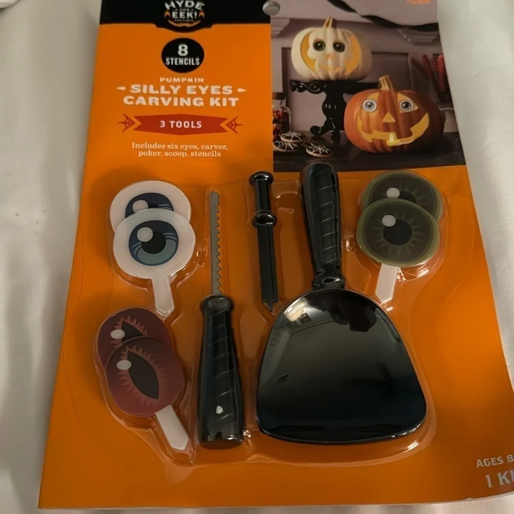Halloween Hyde Eek Pumpkin Silly Eye Stencils Power Tool & Carving Kit Bundle